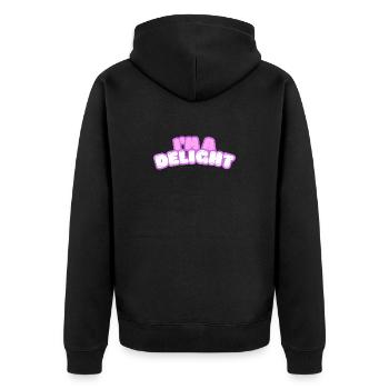 Im Delight Bubble Text - Unisex Premium Organic Zip Hoodie - black - Back - Nico (187cm)