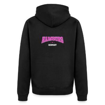 Hambourg, Allemagne, design de style Pink College - Veste à capuche bio Premium Unisexe - noir - Dos - Nico (187cm)