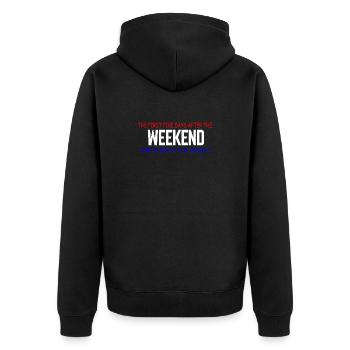 Weekend Blues: The First Five Days - Unisex Premium Organic Zip Hoodie - black - Back - Nico (187cm)