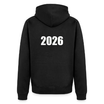 2026 - Unisex Premium Organic Zip Hoodie - black - Back - Nico (187cm)