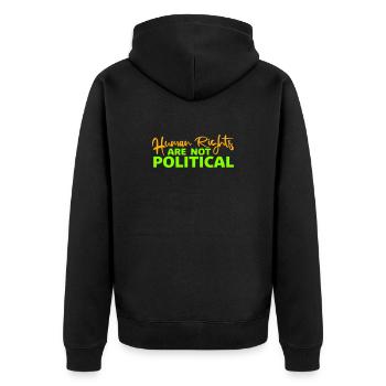 Les droits de l’homme ne sont pas politiques Logo Menschenrechte - Veste à capuche bio Premium Unisexe - noir - Dos - Nico (187cm)