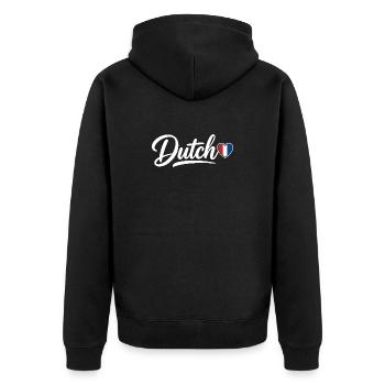 Dutch Script with Flag Heart Fan Patriotic - Unisex Premium Organic Zip Hoodie - black - Back - Nico (187cm)