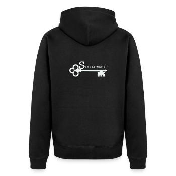 Stay Low Key Key Illustration - Unisex Premium Organic Zip Hoodie - black - Back - Nico (187cm)