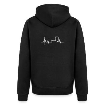 LKW Truck Heartbeat weiss - Unisex Premium Bio Zip Hoodie - Schwarz - Hinten - Nico (187cm)