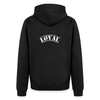 loyal game gang team clan bro brüder crew bobber - Unisex Premium Bio Zip Hoodie - Schwarz - Hinten - Nico (187cm)
