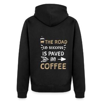 La route du succès est pavée de... - Veste à capuche bio Premium Unisexe - noir - Dos - Nico (187cm)