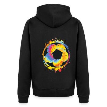 Bunte Fußball Splash Fußballliebhaber Spieltag - Unisex Premium Bio Zip Hoodie - Schwarz - Hinten - Nico (187cm)