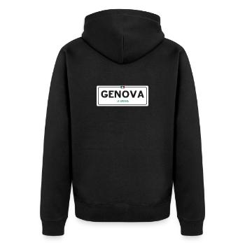 Panneau toponymique de Gênes - Veste à capuche bio Premium Unisexe - noir - Dos - Nico (187cm)