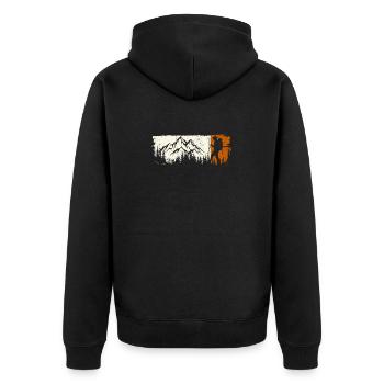 Mountain Explorer Silhouette T-Shirt - Unisex Premium Bio Zip Hoodie - Schwarz - Hinten - Nico (187cm)