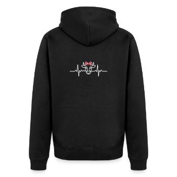 Herzschlag Kuh - Unisex Premium Bio Zip Hoodie - Schwarz - Hinten - Nico (187cm)