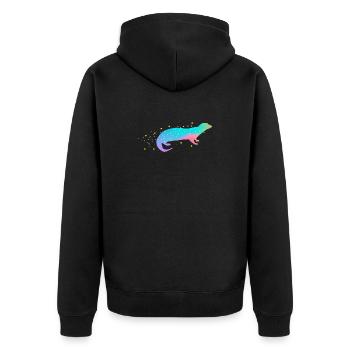 Sea Otter Gradient - Unisex Premium Bio Zip Hoodie - Schwarz - Hinten - Nico (187cm)