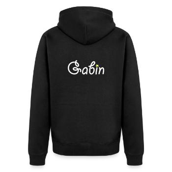 Gabin - Unisex Premium Bio Zip Hoodie - Schwarz - Hinten - Nico (187cm)