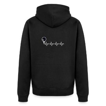 Golf Golfer Golfball EKG Herzschlag Herzfrequenz - Unisex Premium Bio Zip Hoodie - Schwarz - Hinten - Nico (187cm)