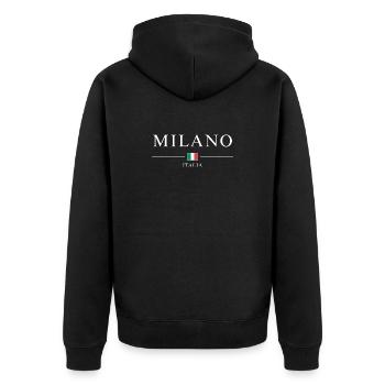 Milano italia - Unisex Premium Organic Zip Hoodie - black - Back - Nico (187cm)