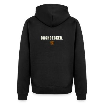 DACHDECKER. Success Edition – Stolz über den Dinge - Unisex Premium Bio Zip Hoodie - Schwarz - Hinten - Nico (187cm)