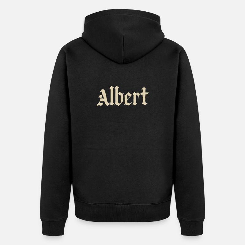 Albert Gothic Script - Unisex Premium Organic Zip Hoodie - black