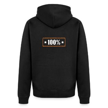 100% Prozent - Unisex Premium Bio Zip Hoodie - Schwarz - Hinten - Nico (187cm)