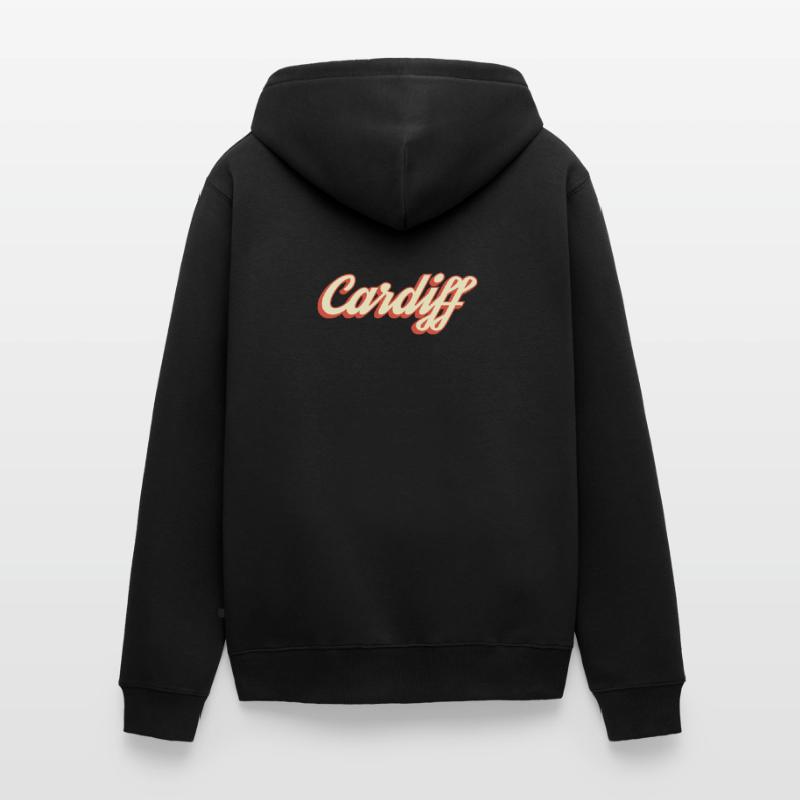 Cardiff Retro Script Logo Unisex Premium Bio Zip Hoodie
