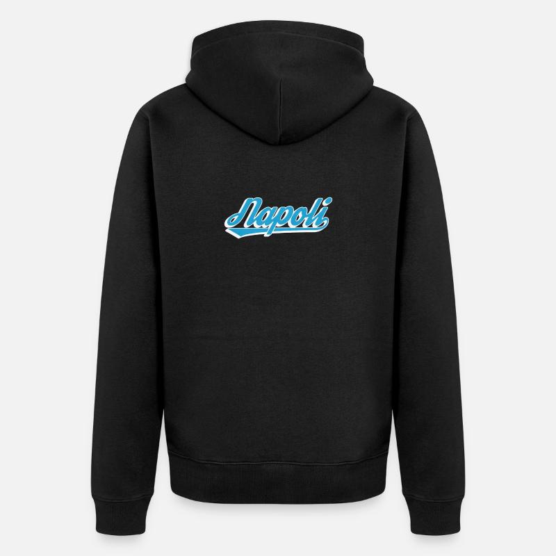 Napoli Retro Script Blue - Unisex Premium Organic Zip Hoodie - black