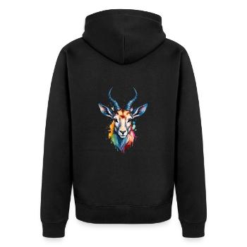 Antelope Colorful Bird Cool Watercolor - Unisex Premium Organic Zip Hoodie - black - Back - Nico (187cm)