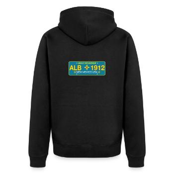 New Mexico Nummernschild Albuquerque - Unisex Premium Bio Zip Hoodie - Schwarz - Hinten - Nico (187cm)