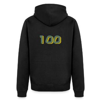 100. 100 JAHRE. 100-JÄHRIGES JUBILÄUM. GEBURTSTAG 100 - Unisex Premium Bio Zip Hoodie - Schwarz - Hinten - Nico (187cm)
