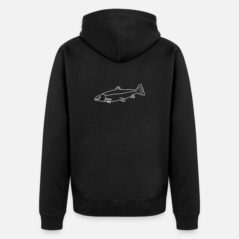 Lachs lineart - Unisex Premium Bio Zip Hoodie - Schwarz