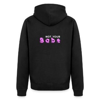Not Your Babe. Minimal Gen Z Statement - Unisex Premium Bio Zip Hoodie - Schwarz - Hinten - Nico (187cm)