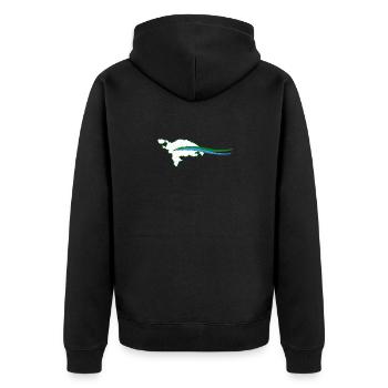 Thurgau Kanton Umriss mit Welle - Unisex Premium Bio Zip Hoodie - Schwarz - Hinten - Nico (187cm)