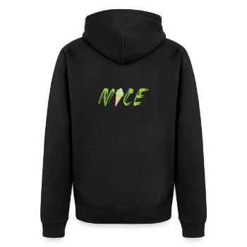 nice Eis Pistazie Eiswaffel coole Sprüche Eistüte - Unisex Premium Bio Zip Hoodie - Schwarz - Hinten - Nico (187cm)