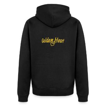 Golden Heart - Unisex Premium Bio Zip Hoodie - Schwarz - Hinten - Nico (187cm)