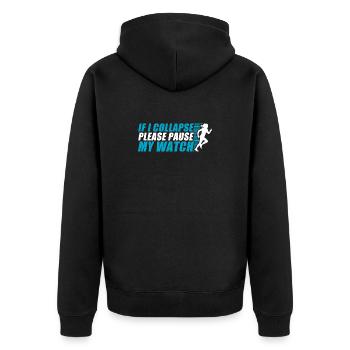 If I collapse funny running jogging runner - Unisex Premium Organic Zip Hoodie - black - Back - Nico (187cm)