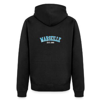 Marseille Fondée en 1986 - Veste à capuche bio Premium Unisexe - noir - Dos - Nico (187cm)