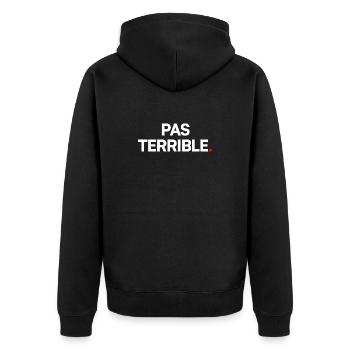 PAS TERRIBLE. – Réaction Humour Minimaliste - Veste à capuche bio Premium Unisexe - noir - Dos - Nico (187cm)