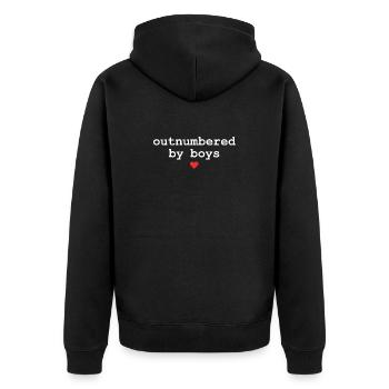 Outnumbered By Boys Mama Funny Mother’s Day - Unisex Premium Organic Zip Hoodie - black - Back - Nico (187cm)