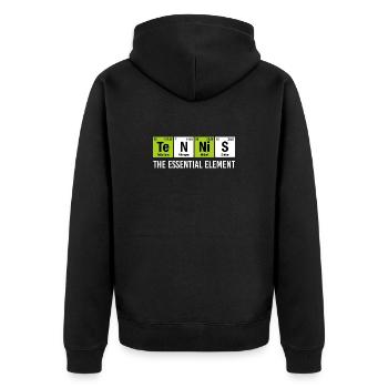 Tennis: Wesentliches Element: Lustige Chemie. - Unisex Premium Bio Zip Hoodie - Schwarz - Hinten - Nico (187cm)