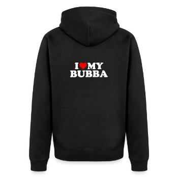 Ich liebe meinen Bubba - Unisex Premium Bio Zip Hoodie - Schwarz - Hinten - Nico (187cm)