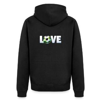 Liebe zum Design von Rundballen im Fußball - Unisex Premium Bio Zip Hoodie - Schwarz - Hinten - Nico (187cm)