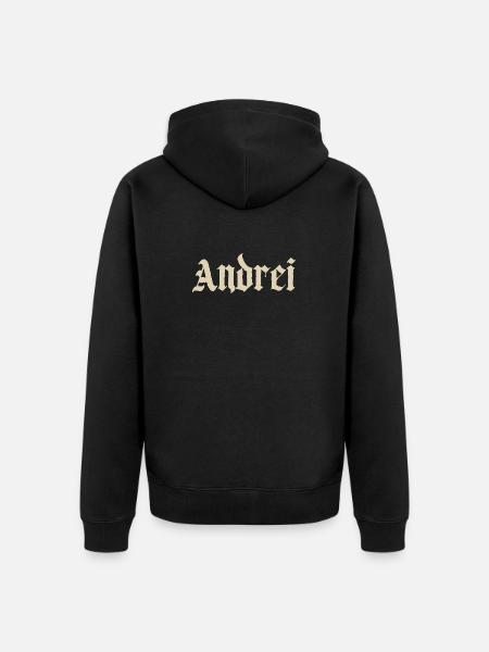 Andrei Gothic script - Unisex Premium Organic Zip Hoodie - black