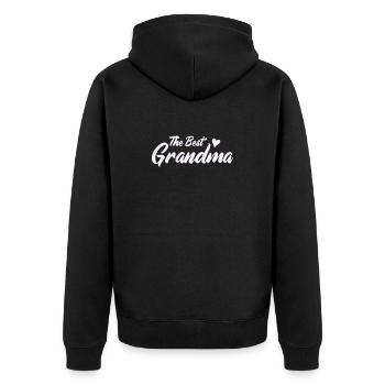 Beste Oma Herzdesign - Unisex Premium Bio Zip Hoodie - Schwarz - Hinten - Nico (187cm)