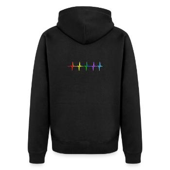 Herzschlag-Impuls-T-Shirt des homosexuellen Stolz-LGBT - Unisex Premium Bio Zip Hoodie - Schwarz - Hinten - Nico (187cm)