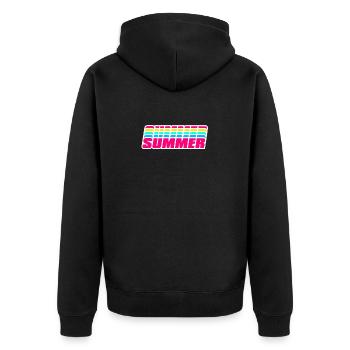 Retro-Sommer | Regenbogen im 80er-Jahre-Stil - Unisex Premium Bio Zip Hoodie - Schwarz - Hinten - Nico (187cm)