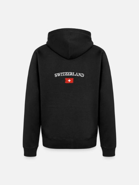 Schweizer Bürstenflaggenbogen - Unisex Premium Bio Zip Hoodie - Schwarz
