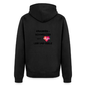 Krankenschwester mit Leib und Seele - Unisex Premium Bio Zip Hoodie - Schwarz - Hinten - Nico (187cm)