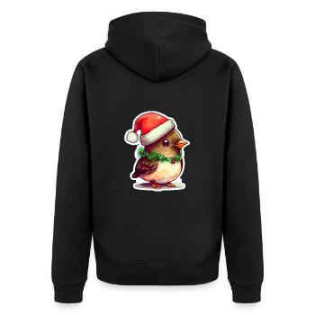 Christmas bird with cute cap - Unisex Premium Organic Zip Hoodie - black - Back - Nico (187cm)
