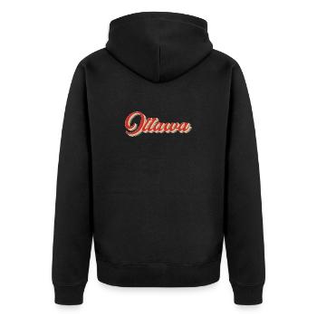 Calgary Canada Lettering – Retro Typography - Unisex Premium Organic Zip Hoodie - black - Back - Nico (187cm)