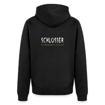 Schlosser Handwerker Design - Unisex Premium Bio Zip Hoodie - Schwarz - Hinten - Nico (187cm)