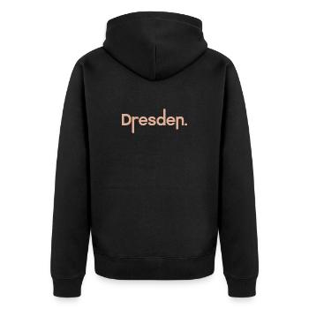 Dresden Typografie Dresdner Stadt Schrift Logo - Unisex Premium Bio Zip Hoodie - Schwarz - Hinten - Nico (187cm)