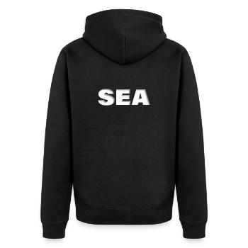 SEA - Unisex Premium Bio Zip Hoodie - Schwarz - Hinten - Nico (187cm)