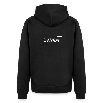Davos - Unisex Premium Bio Zip Hoodie - Schwarz - Hinten - Nico (187cm)